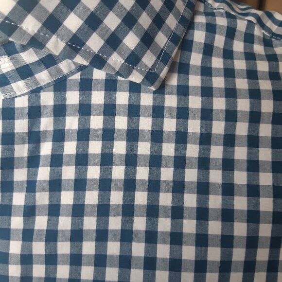 Black Brown 1826 SZ M Navy & White Gingham 100% Cotton Men's Button Up Shirt - Picture 7 of 12